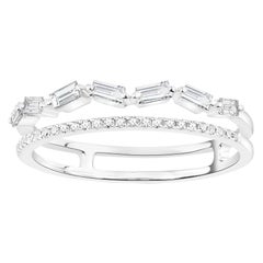 Luxle .33 Cttw Natural Diamond Split Shank Band Ring Size 7 in 14k White Gold