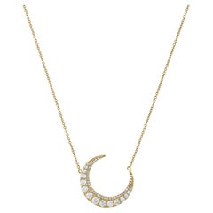 Luxle 5/8 Carat T.W. Diamond Crescent Moon Pendant Necklace in 14k Yellow Gold