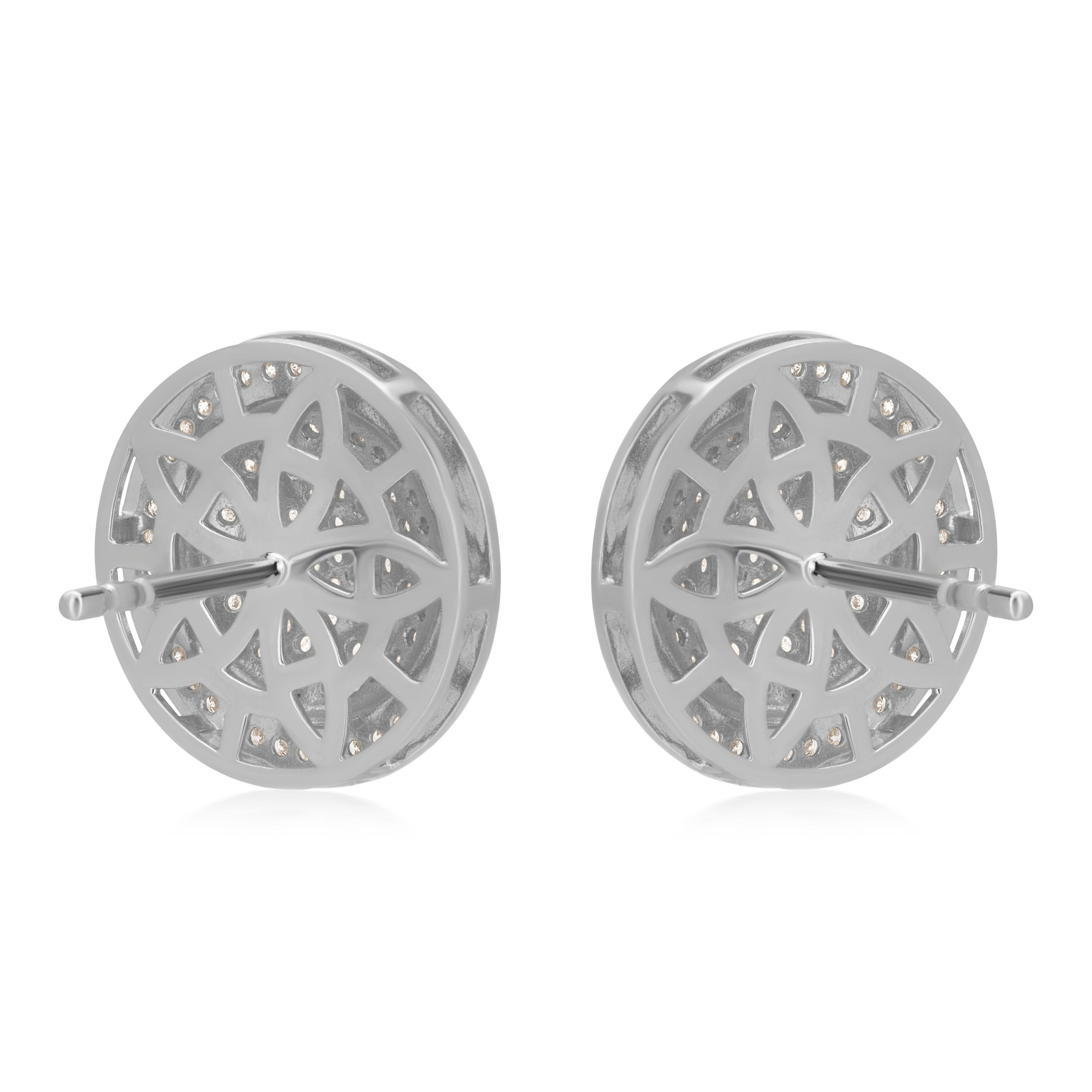 Contemporain Luxle - Boucles d'oreilles mosaïque en or blanc 18 carats avec diamant naturel de 0,62 ctw en vente
