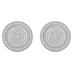 Luxle .62 Cttw Natural Diamond Circle Mosaic Stud Earrings in 18k White Gold
