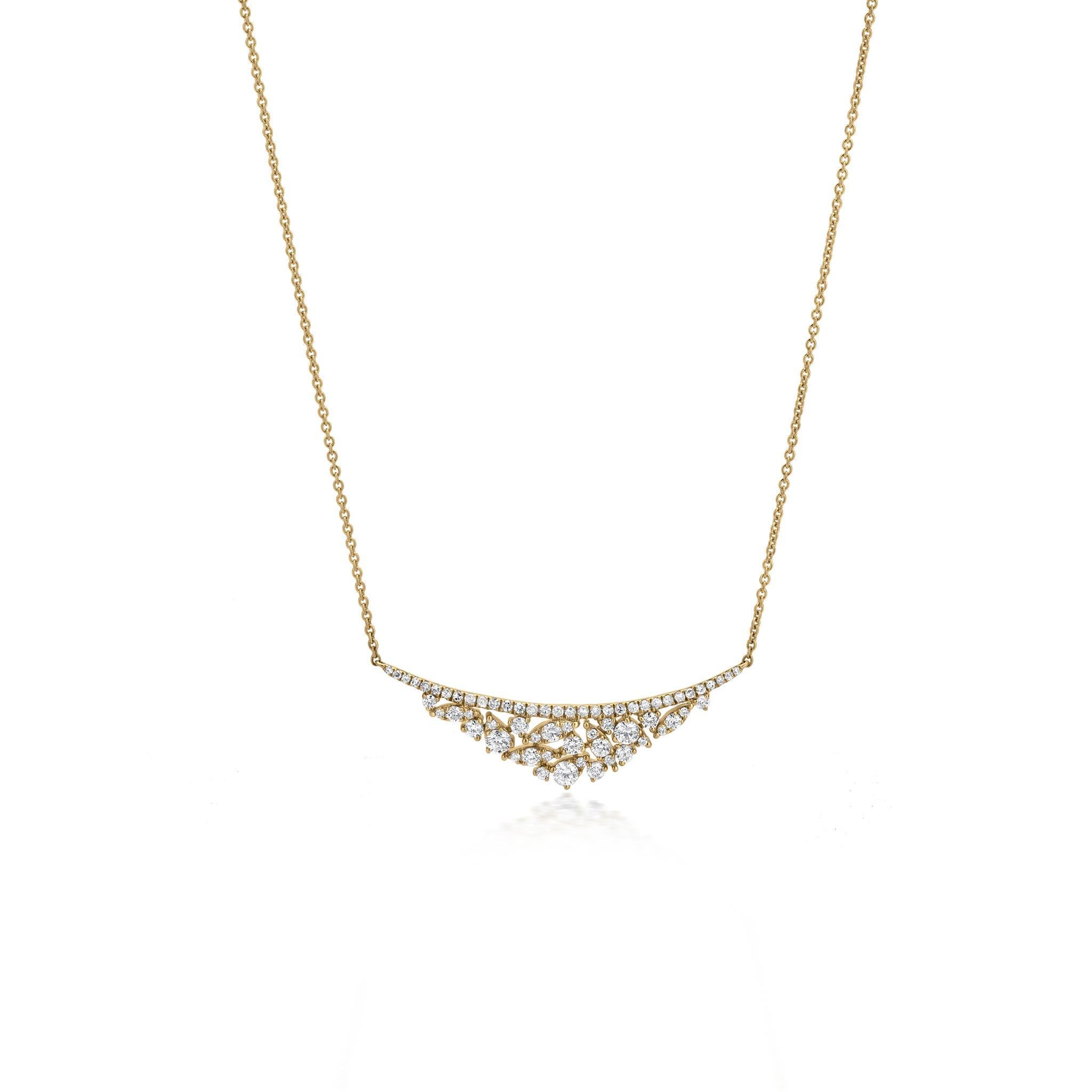 Contemporary Luxle .83cttw. Diamond Bar Pendant Necklace in 18k Yellow Gold