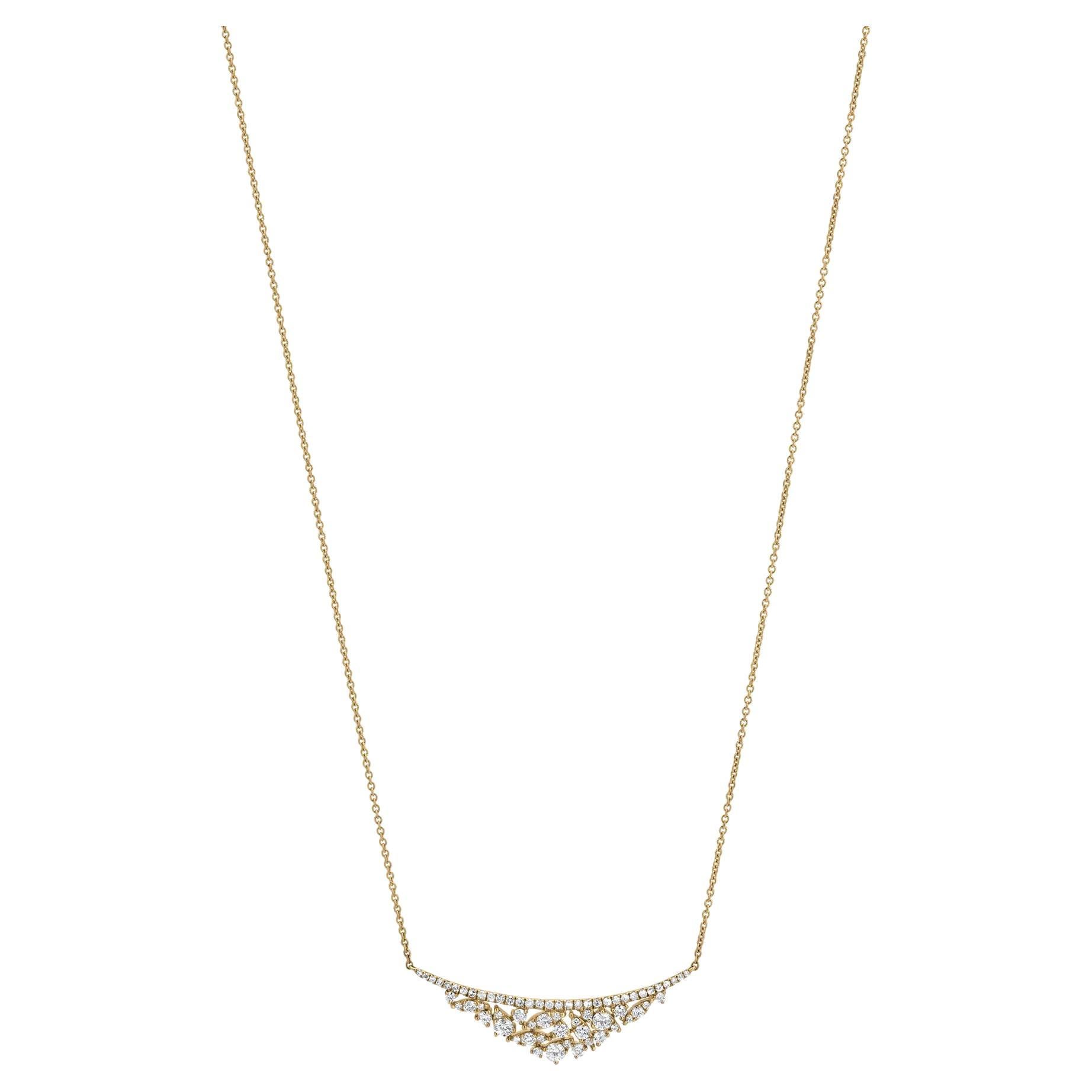 Luxle .83cttw. Diamond Bar Pendant Necklace in 18k Yellow Gold
