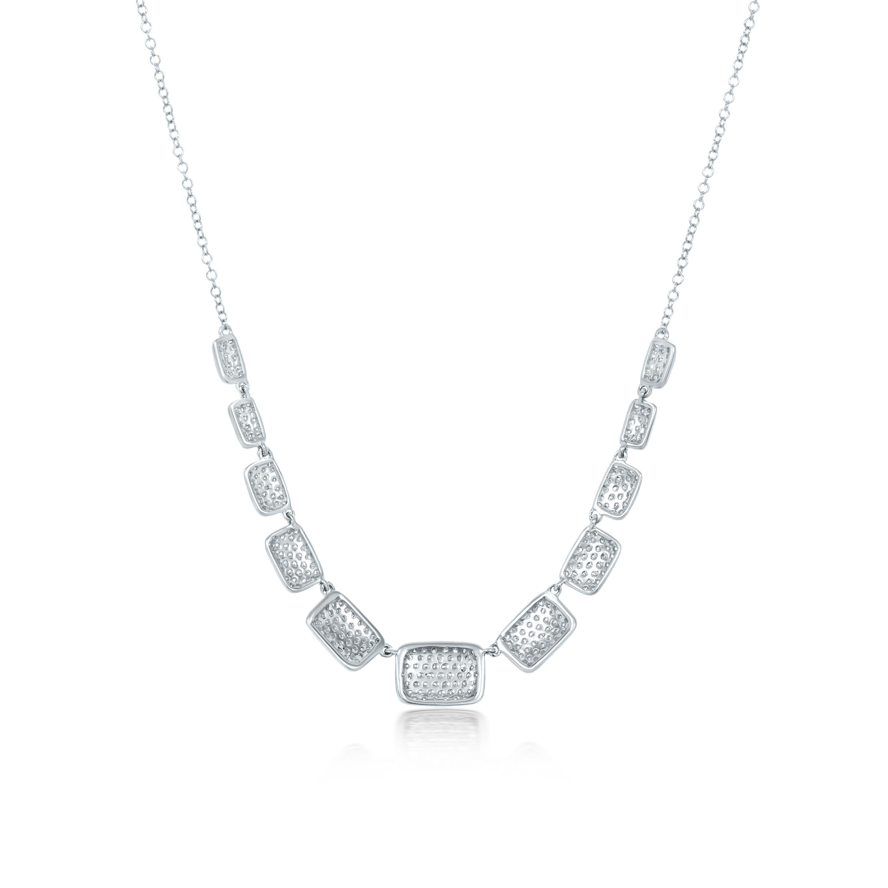 Luxle Classic 0,89 Cttw. Diamantene Statement-Halskette aus 14k Weißgold (Rundschliff) im Angebot