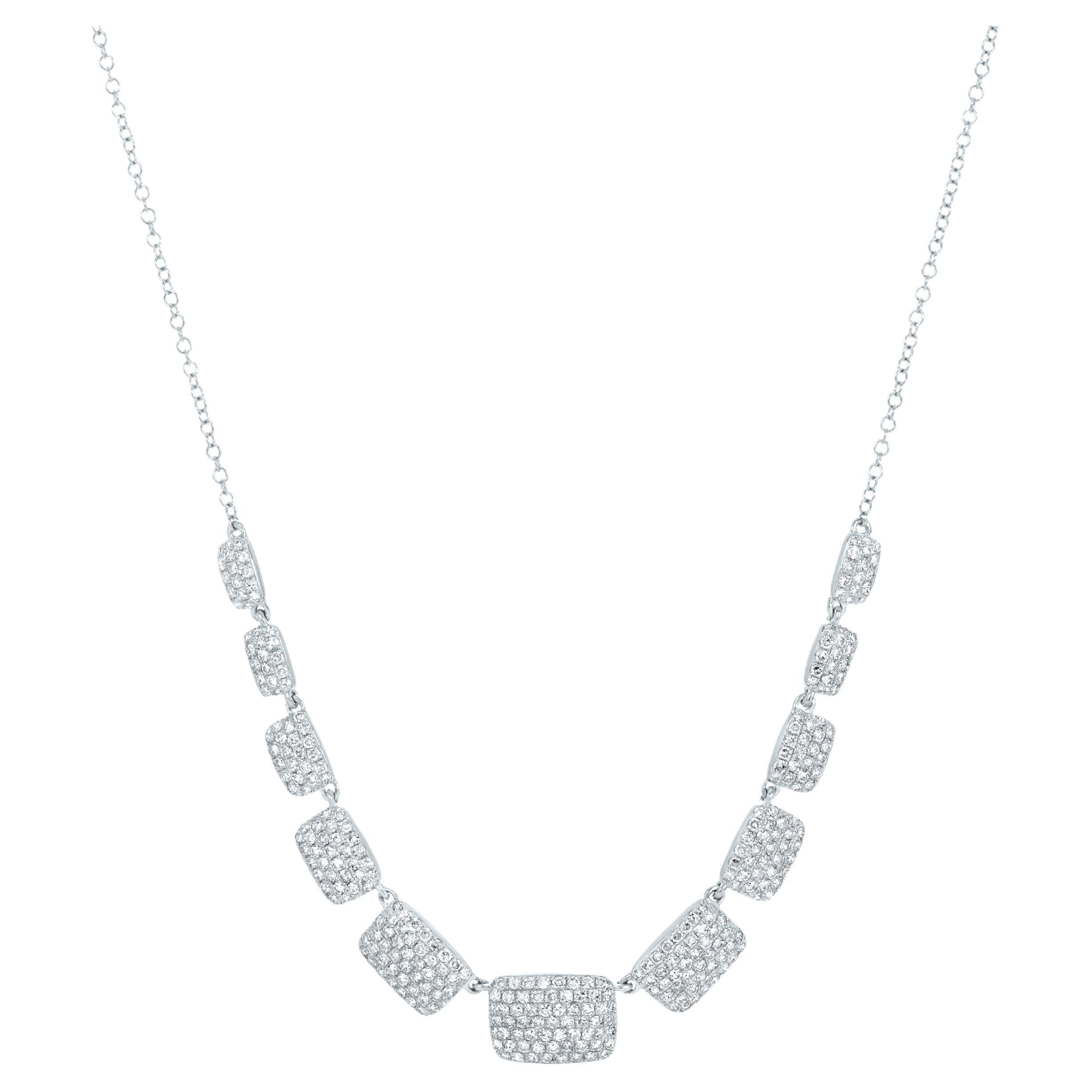 Luxle Classic 0.89cttw Diamond Statement Necklace in 14k White Gold For Sale