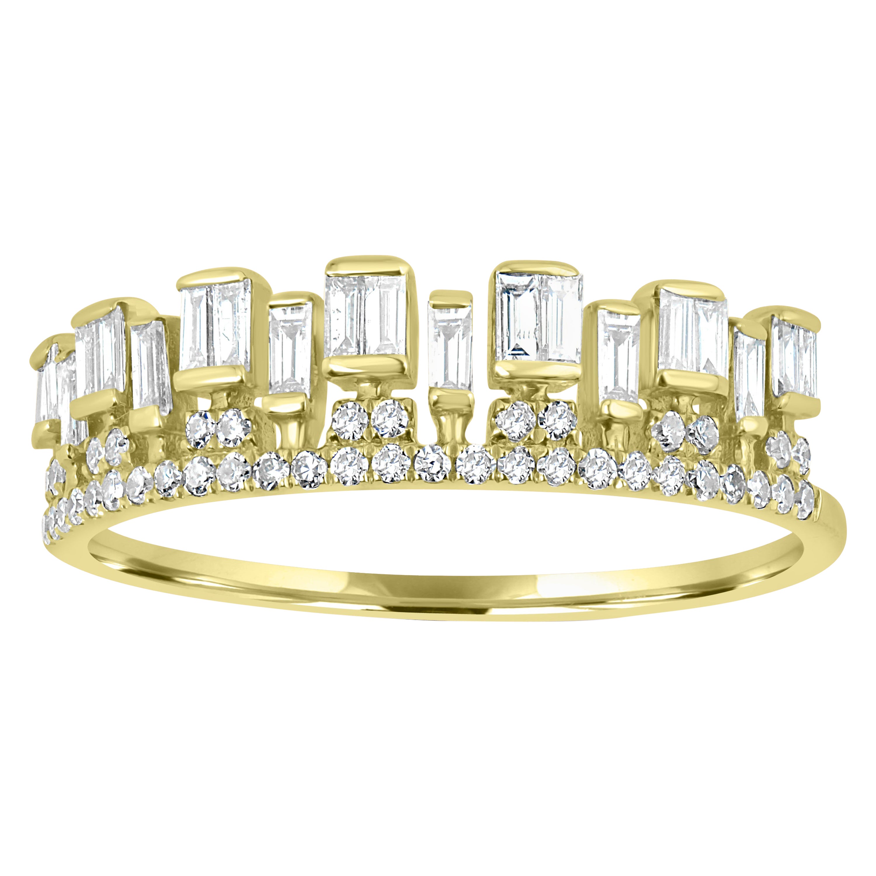 Luxle Crown Diamond Ring in 14k Yellow Gold For Sale