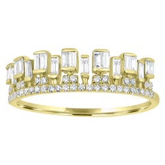 Luxle Bague couronne en or jaune 14 carats et diamants