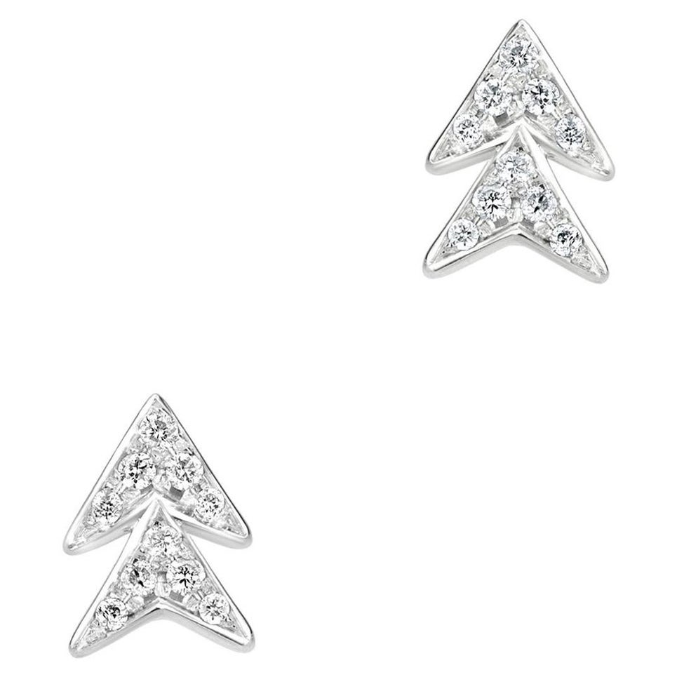 Luxle Diamond Arrow Stud Earrings in 18k White Gold