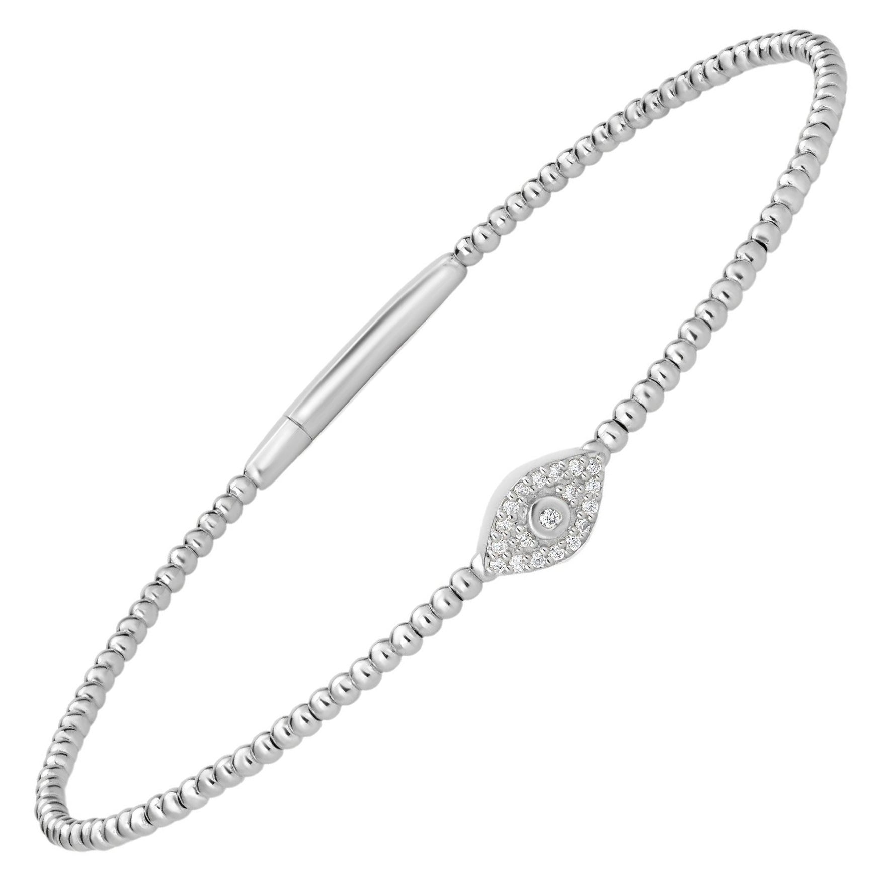 Luxle Diamond Eye Bangle Bracelet in 18k White Gold