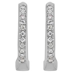 Luxle Diamond Huggie Hoop Stud Earrings in 18k White Gold