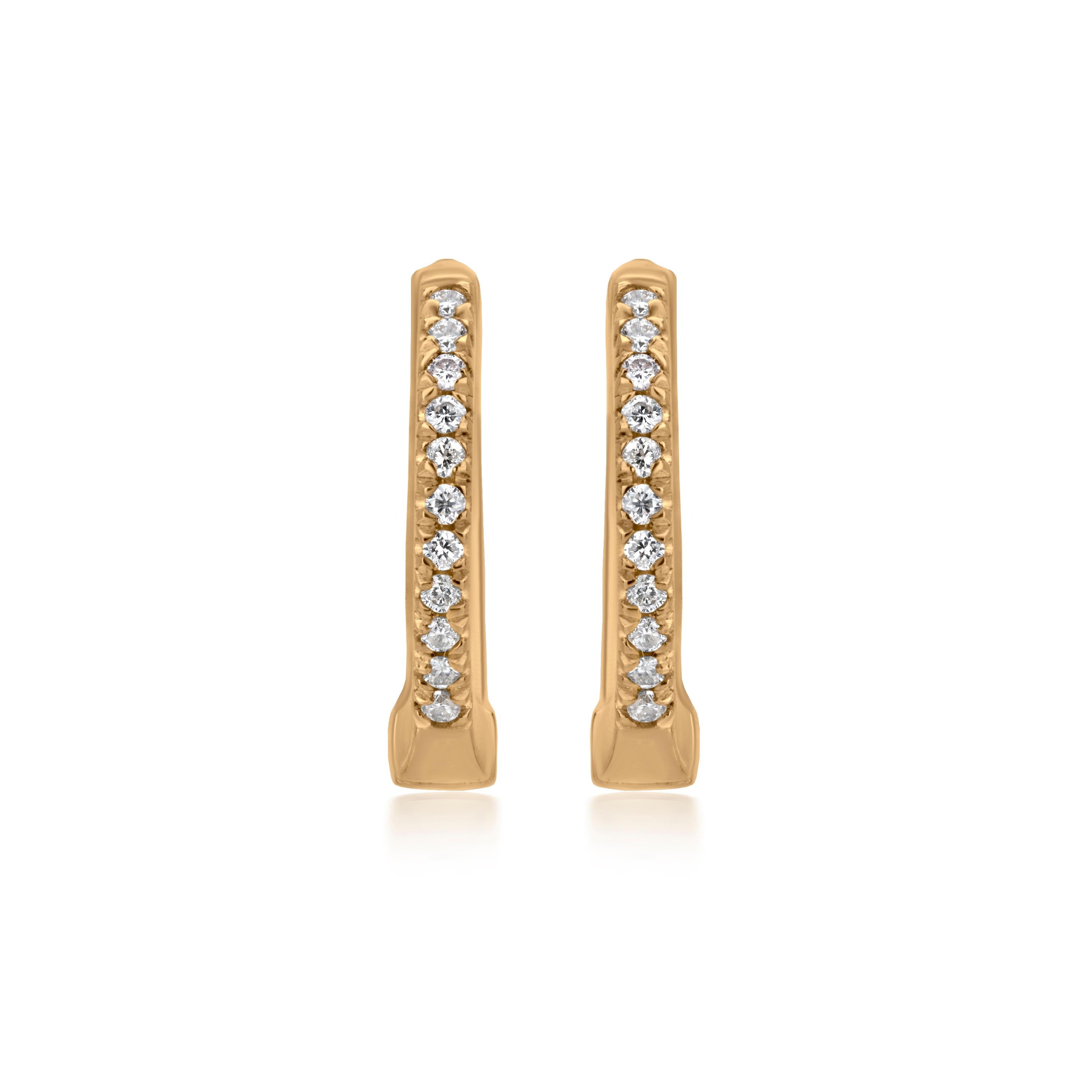 Contemporary Luxle Diamond Huggie Hoop Stud Earrings in 18k Yellow Gold For Sale