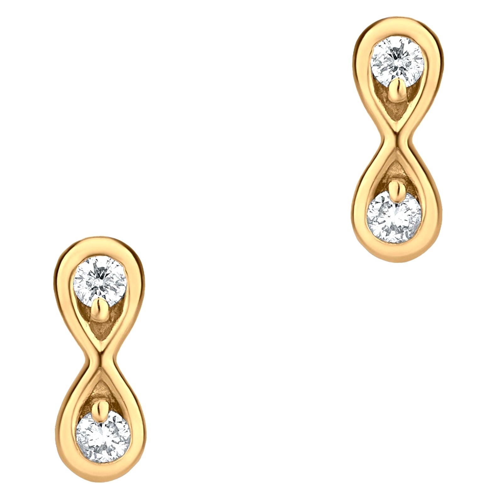 Luxle Diamond Infinity Stud Earrings in 18k Yellow Gold