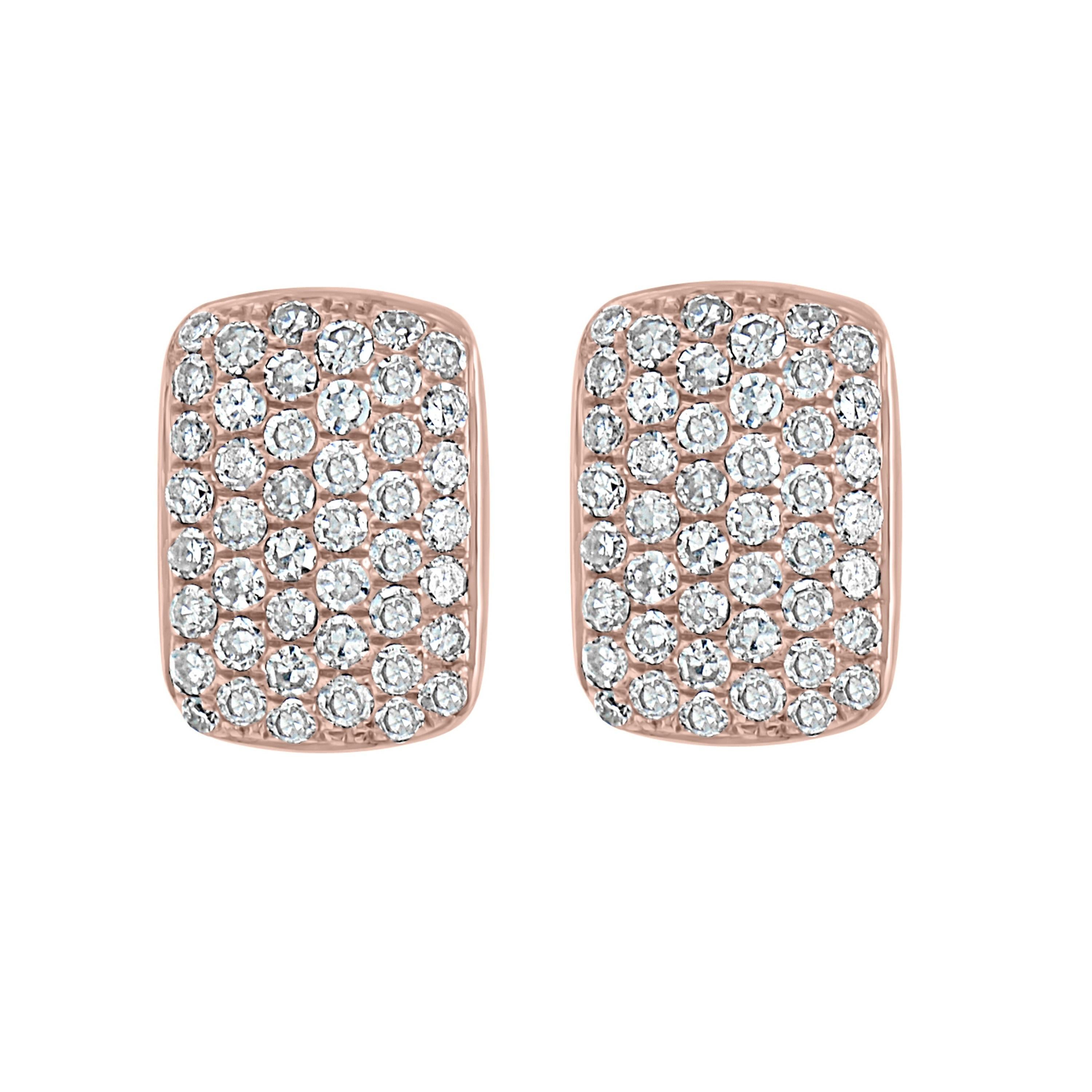 Sweet and simple! These Luxle studs showcase pave round cut diamonds in shimmering rectangular shapes of 14K rose gold that strikes an elegant balance to your day-to-day looks.
Please follow the Luxury Jewels storefront to view the latest