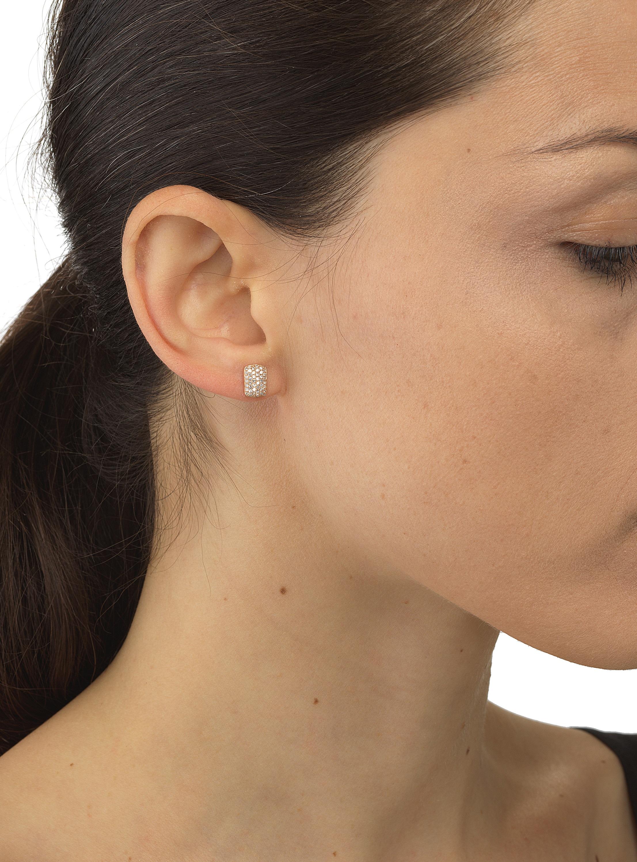 Contemporary Luxle Diamond Stud Earring in 14 Karat Rose Gold