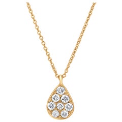 Luxle Diamond Tear Drop Pendant Necklace in 18K Yellow Gold