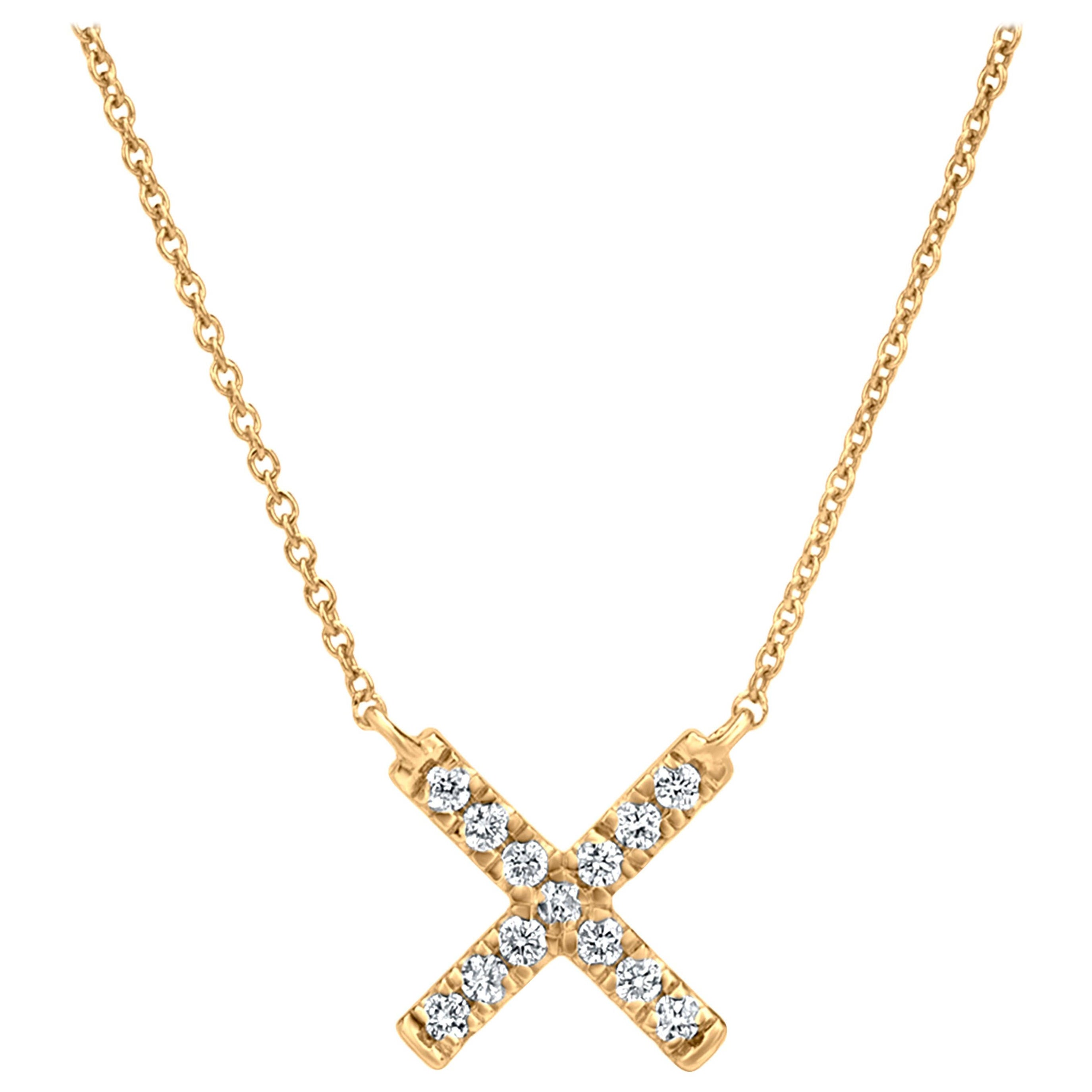 Luxle Collier à pendentif en or jaune 18 carats avec diamants en forme de X