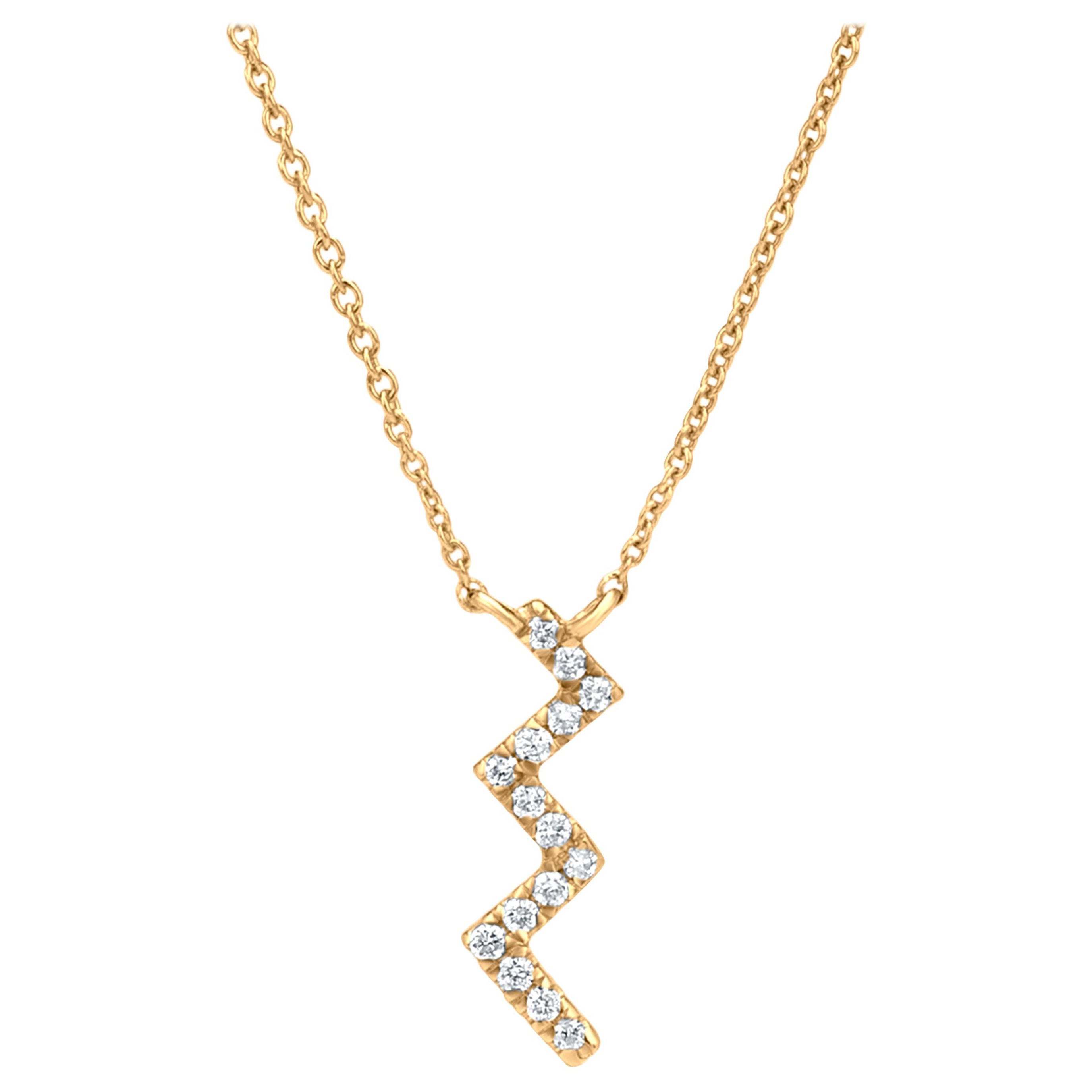 Luxle Collier à pendentif zigzag en or jaune 18 carats et diamants