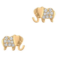 Ohrstecker aus 18 Karat Gelbgold mit Elefanten-Diamant in Elfenbein