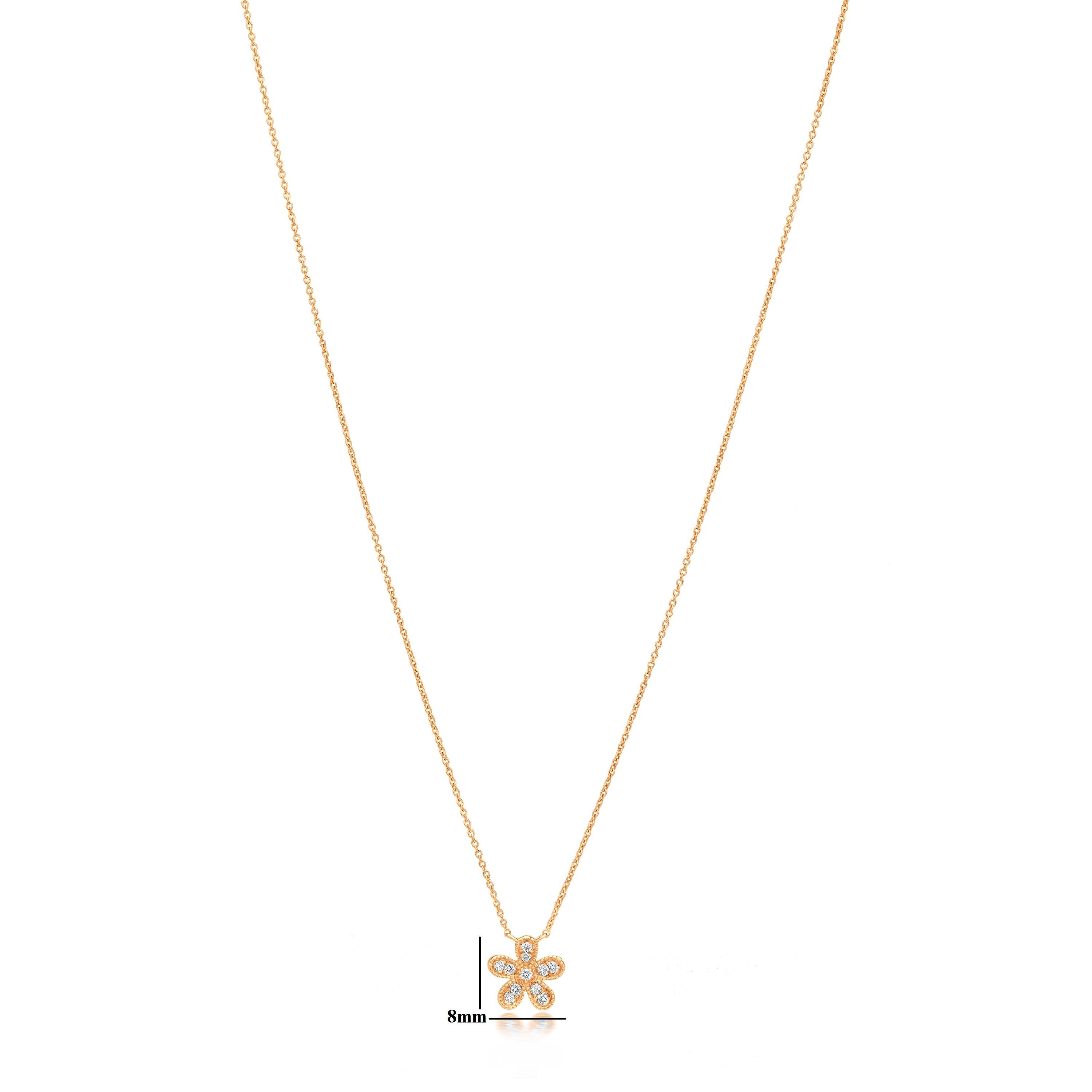Contemporary Luxle Flower Diamond Pendant Necklace in 18K Yellow Gold