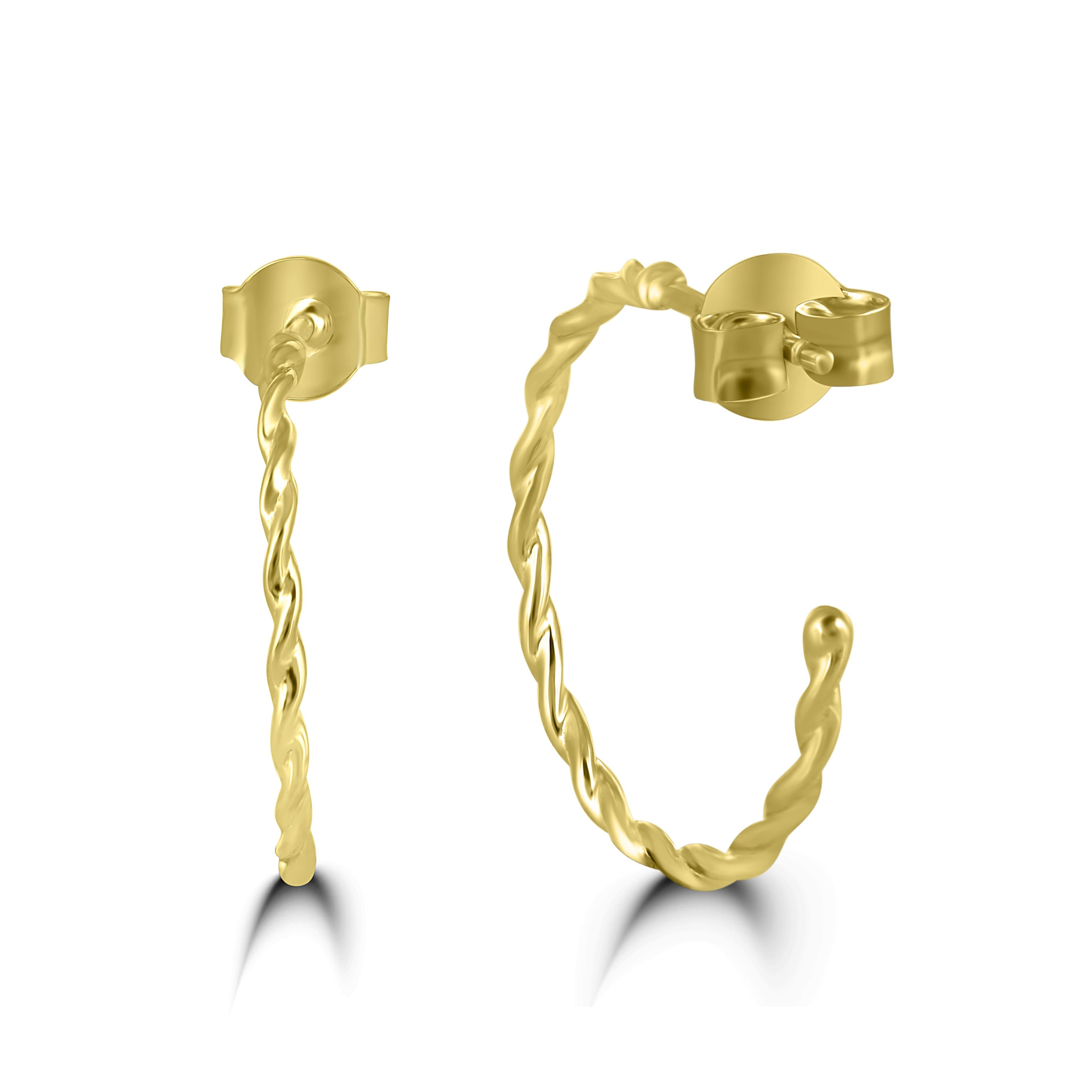 The post and clutch hoops of 14K Yellow Gold feature sheer trendiness. Show your imperial side by donning these stunning earrings. Twisted like a braid, and looking like a hoop, this Luxle earring pair is a statement piece that goes with almost any