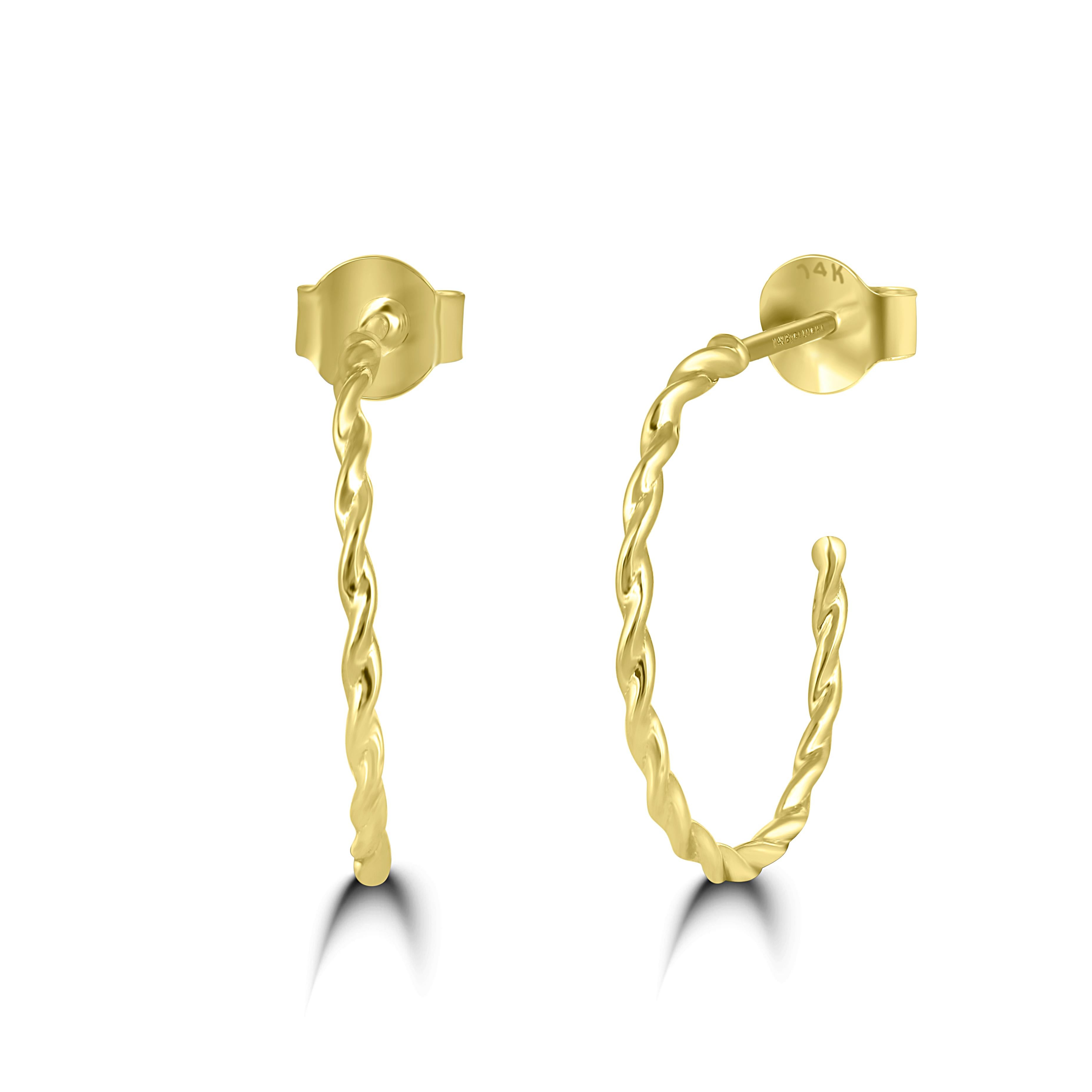 Luxle Hoop Earrings in 14K Yellow Gold In New Condition For Sale In New York, NY