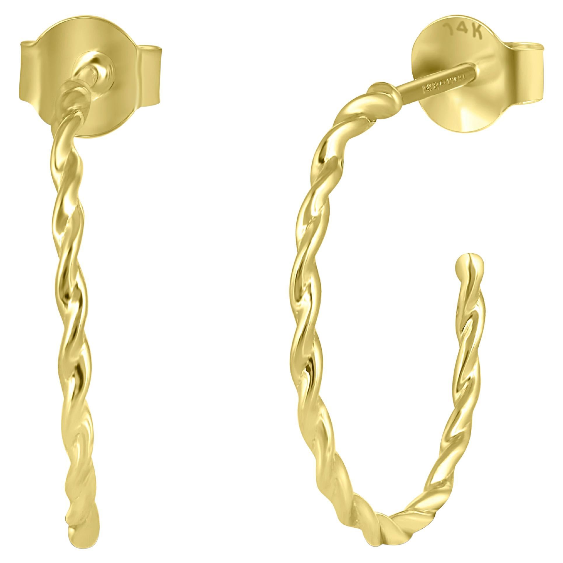 Luxle Hoop Earrings in 14K Yellow Gold For Sale
