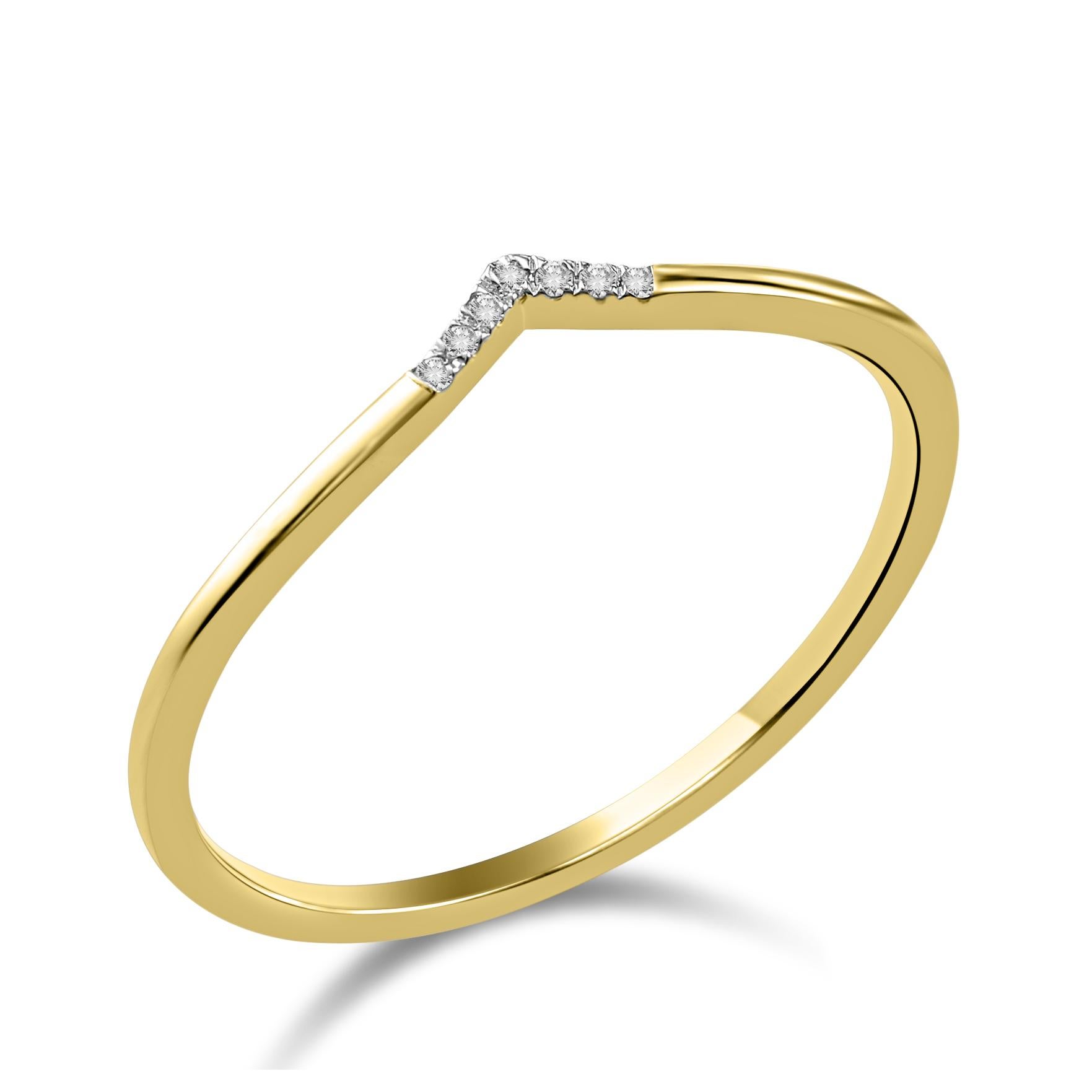 This Luxle Diamond Chevron Ring is a timeless piece crafted from elegant 14K gold. the ring showcases a chevron-shaped design, adorned with sparkling round white diamonds, with GH color creating a brilliant and radiant sparkle. The chevron design