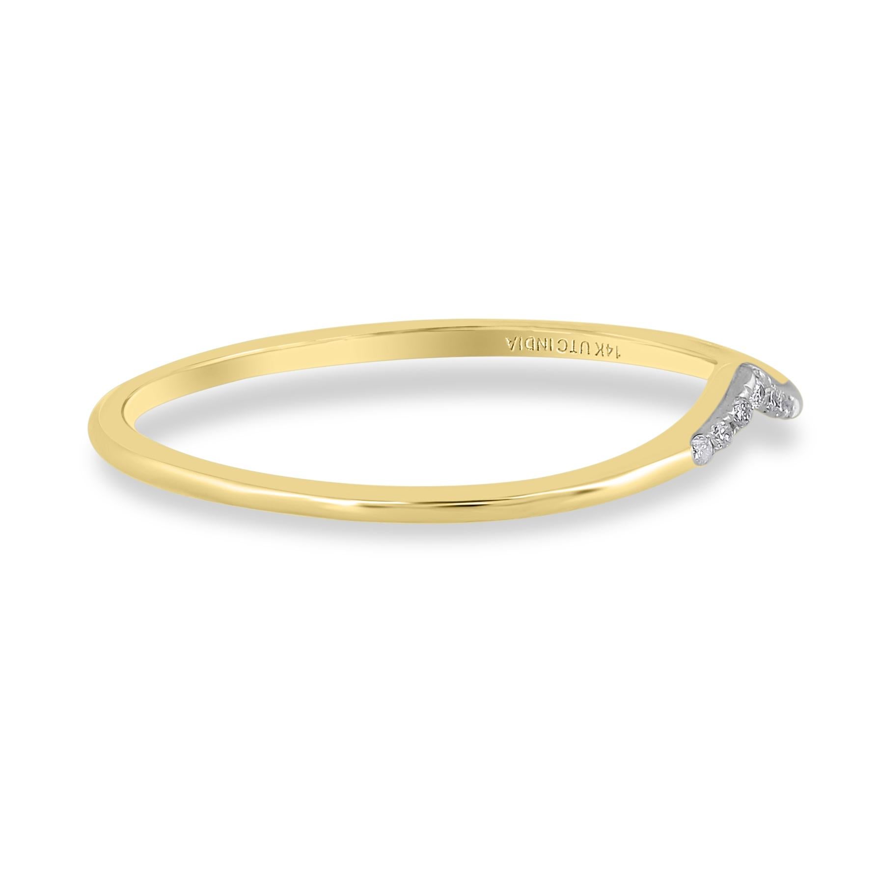 Contemporary Luxle Natural Diamond Chevron Ring in 14K Gold, Ring Size 7