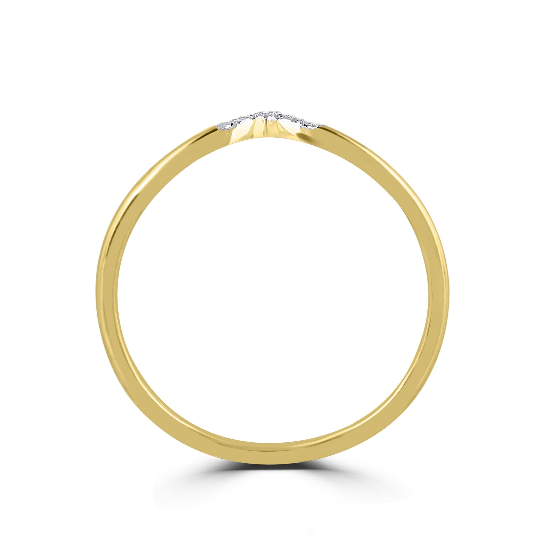 Round Cut Luxle Natural Diamond Chevron Ring in 14K Gold, Ring Size 7
