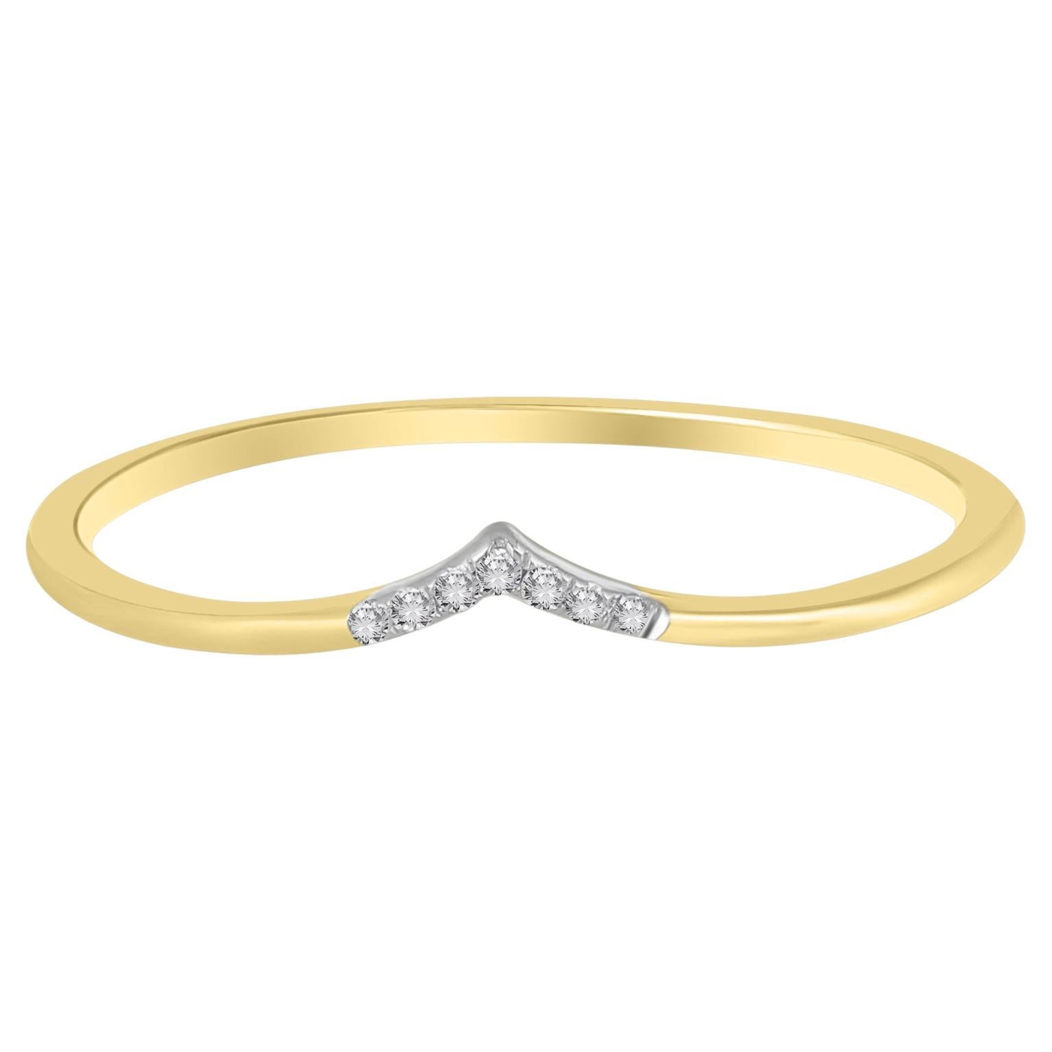 Luxle Natural Diamond Chevron Ring in 14K Gold, Ring Size 7