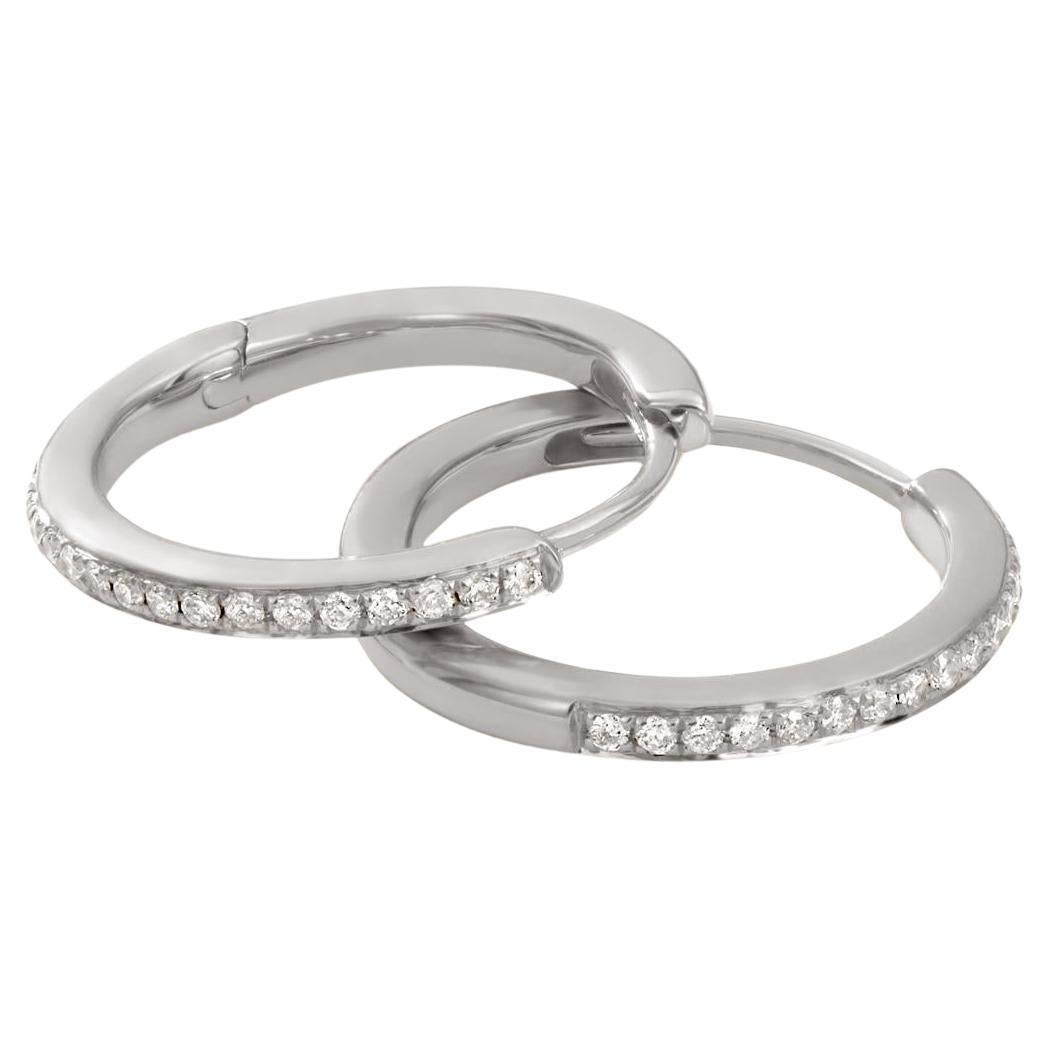 Luxle Natural .10 Cttw Diamond Huggie Hoop Earrings in 18K White Gold