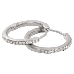 Luxle Natural .10 Cttw Diamond Huggie Hoop Earrings in 18K White Gold
