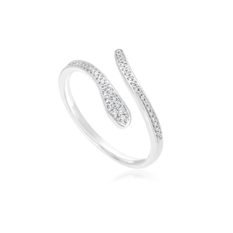 Luxle .175 Cttw natürlicher Diamant Schlangen- Bypass-Ring aus 18 Karat Weißgold, Ring Größe 7 (Rundschliff) im Angebot