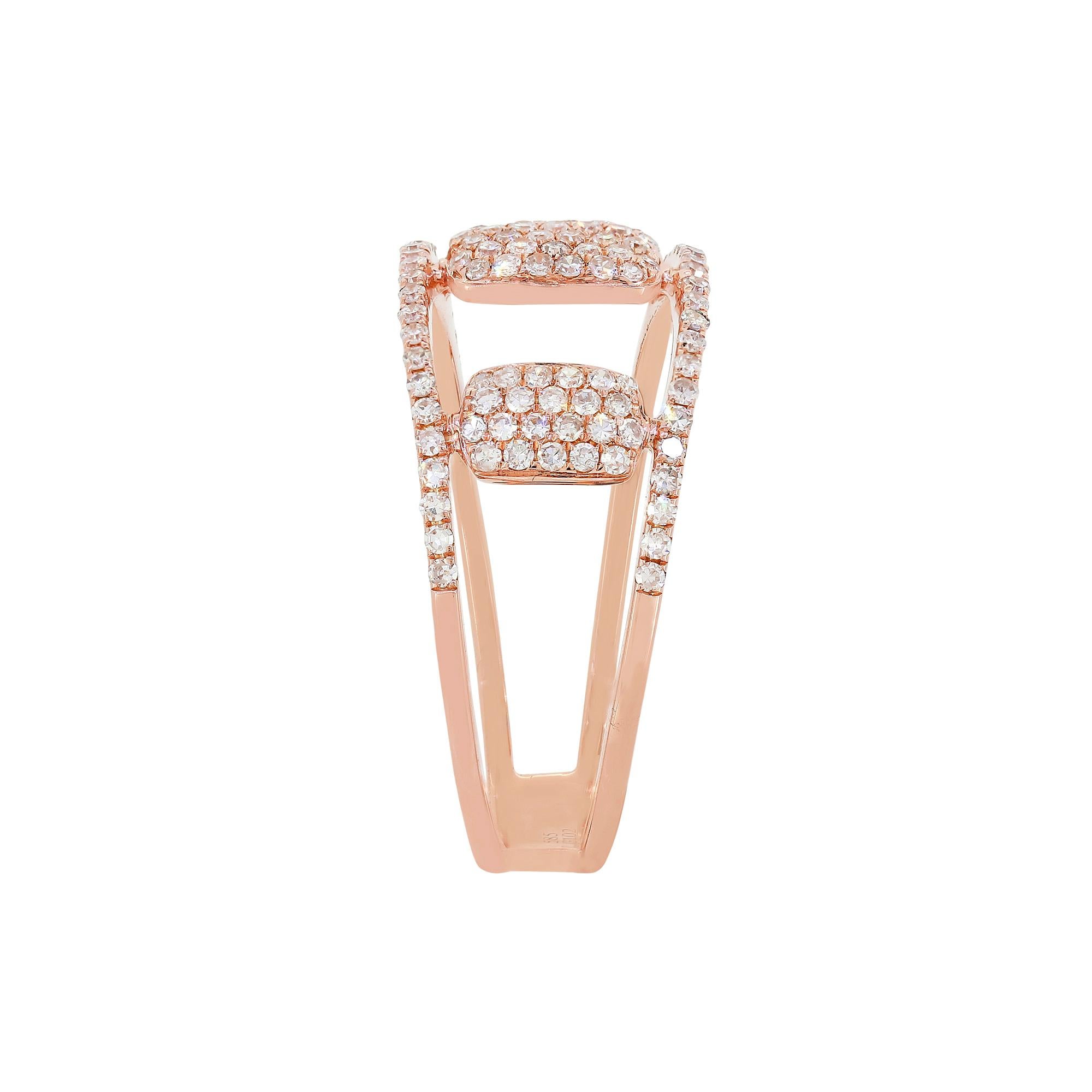 Luxle 14K Roségold Natürlicher .50 Ctw Diamant geteilter Schaft Ring Größe 7 im Zustand „Neu“ in New York, NY