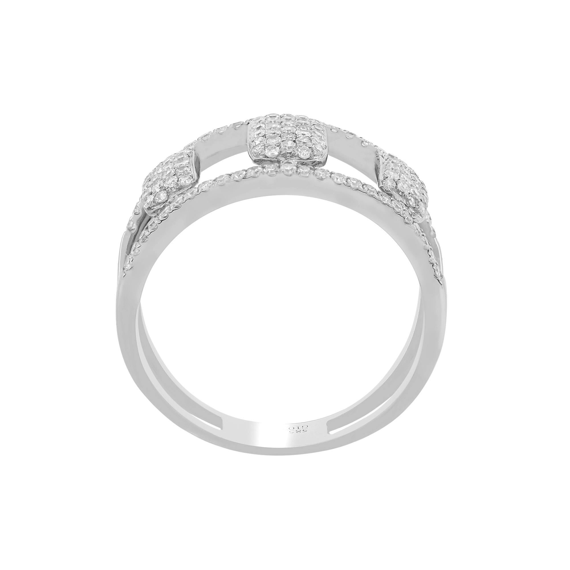 Luxle Pave Diamond Split Shank Ring in 14k White Gold In New Condition For Sale In New York, NY