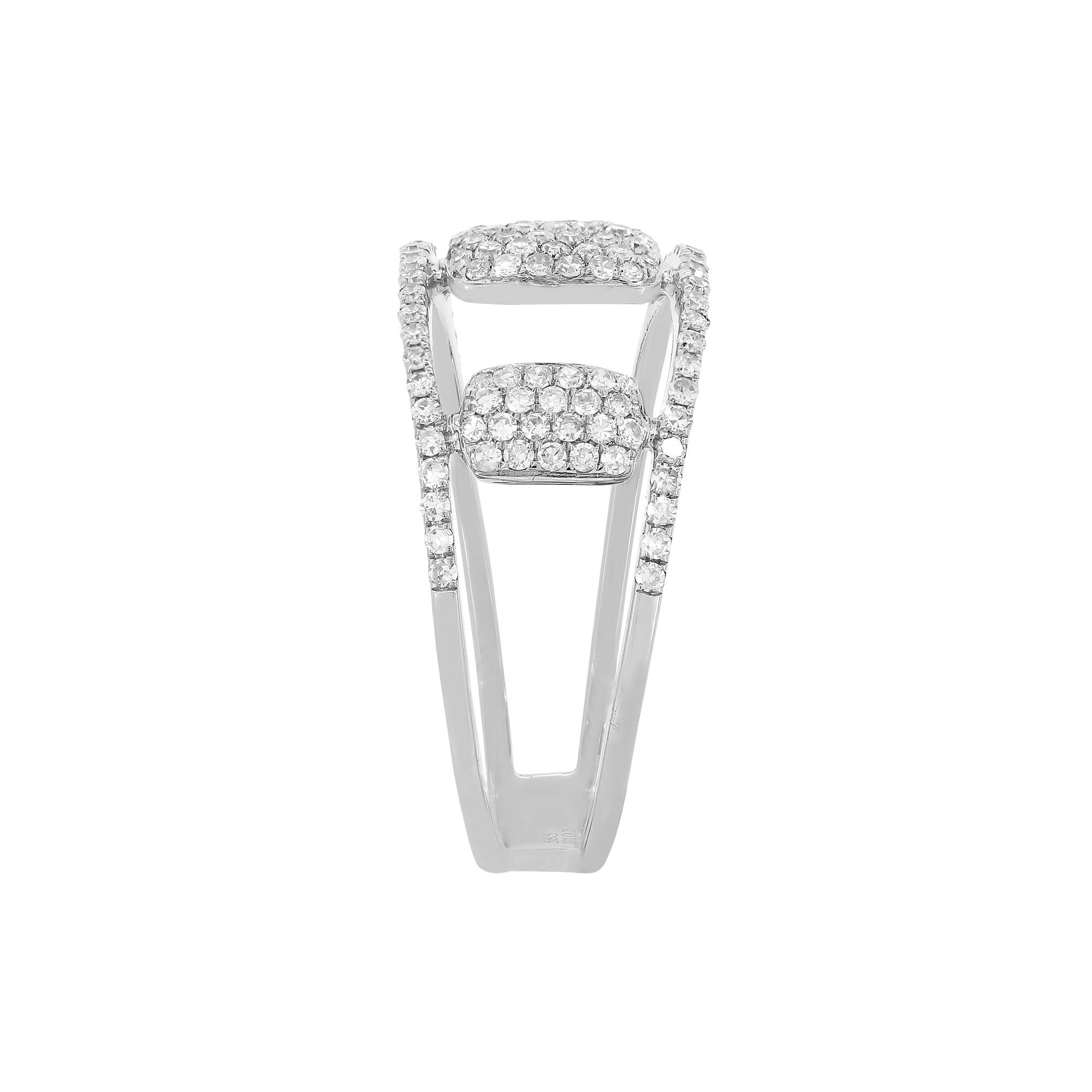 Women's Luxle Pave Diamond Split Shank Ring in 14k White Gold For Sale