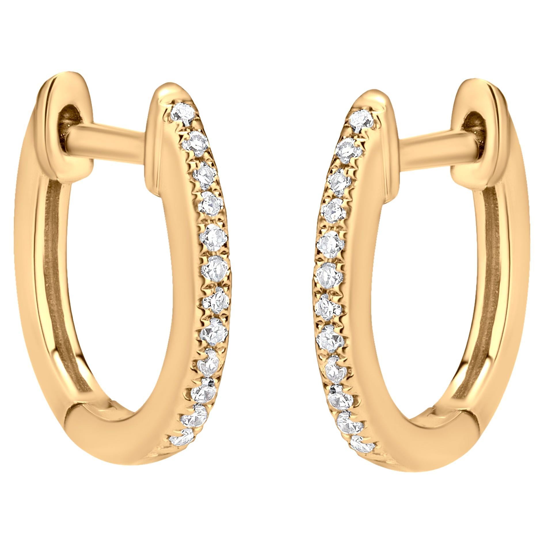 Luxle 1/8th Cttw Natural Diamond Huggie Stud Earrings in 18k Yellow Gold