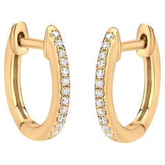 Luxle Clous d'oreilles Huggie en or jaune 18 carats avec diamants naturels 1/8e carat