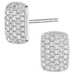Luxle Pave Round Diamond Square Stud Earrings in 18k White Gold