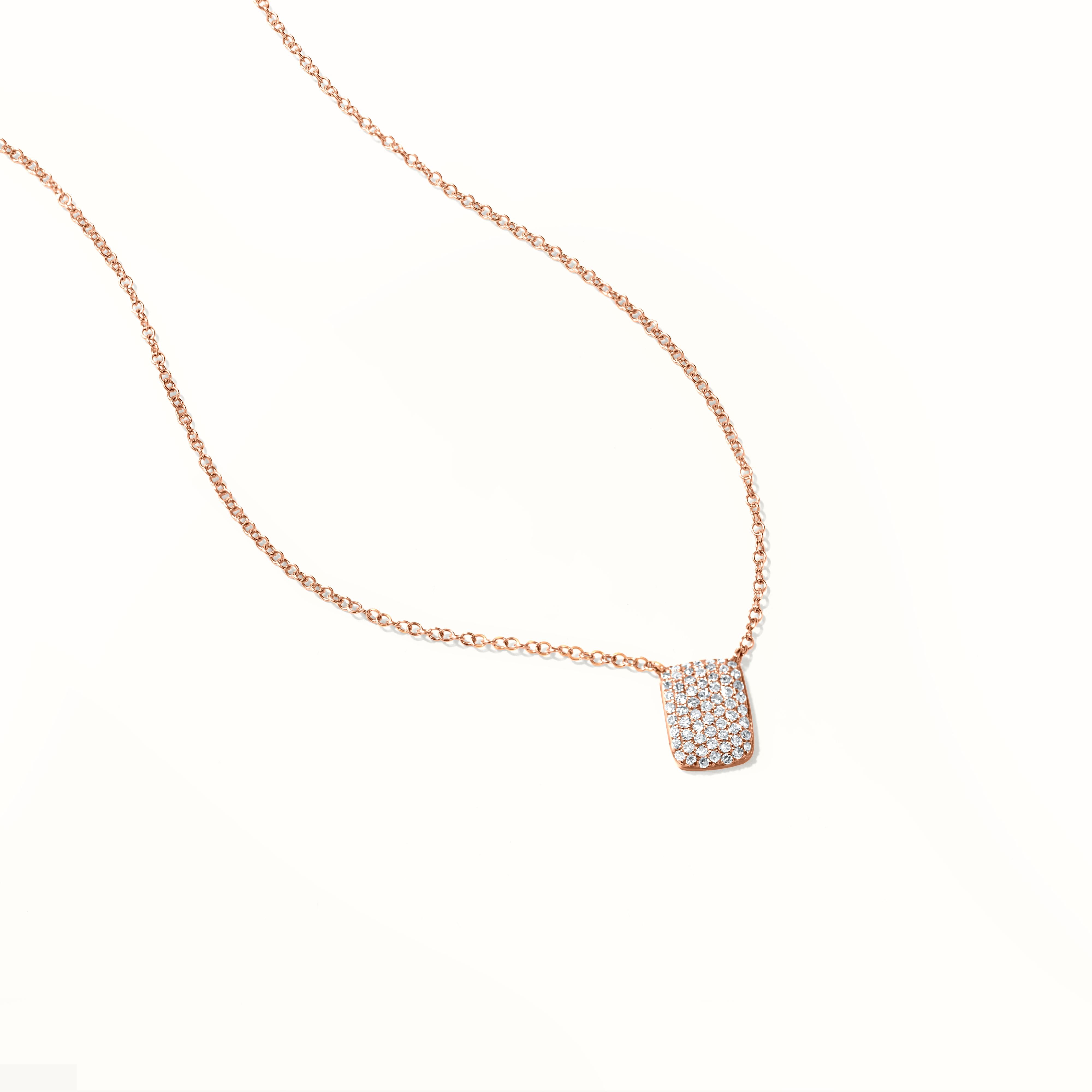 Luxle Rectangle Pendant Necklace with 0.21 Carat Round Diamond in 14k Rose Gold In New Condition For Sale In New York, NY