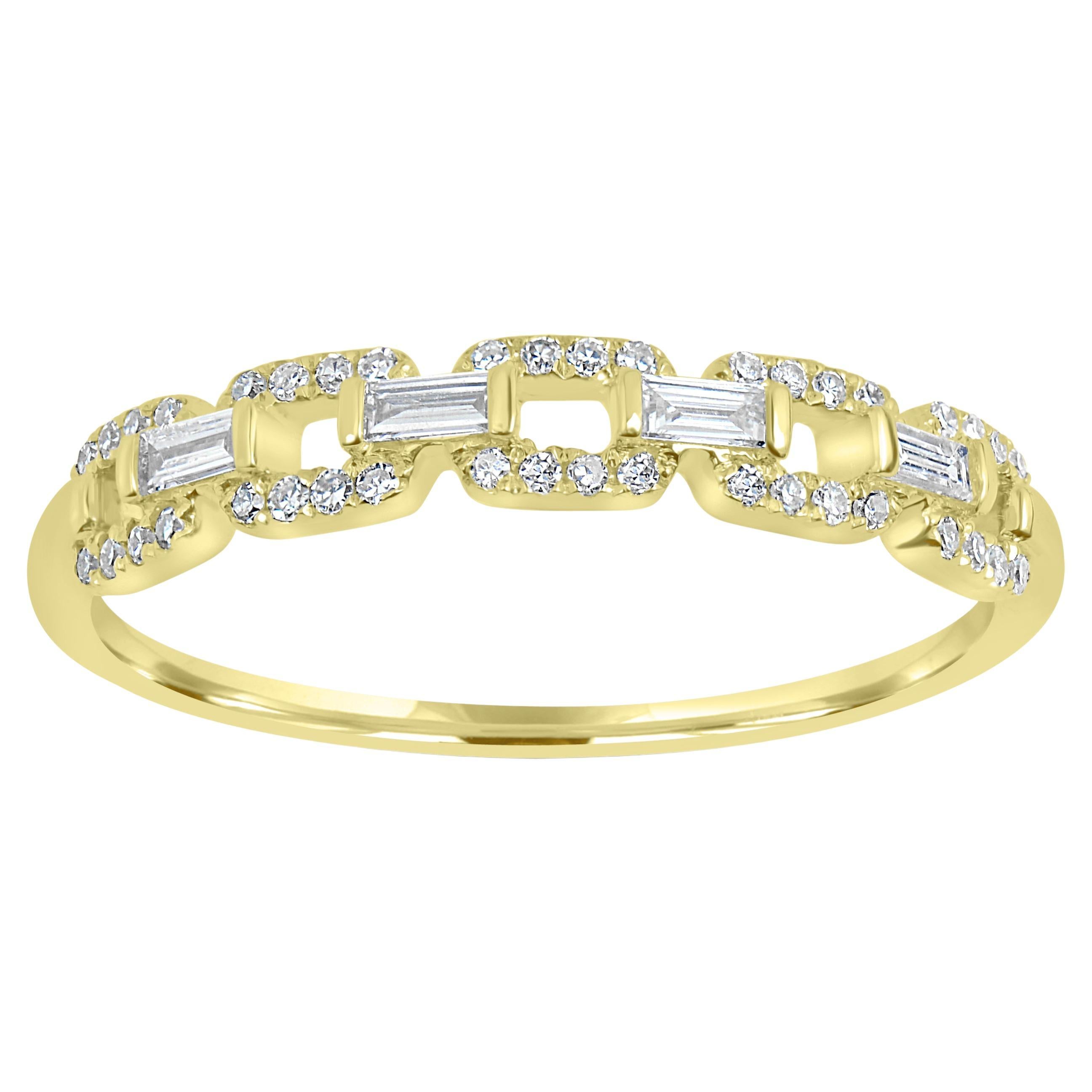 Baguette Ruby and Diamond Dome Band Ring in 18k Yellow Gold For Sale at ...
