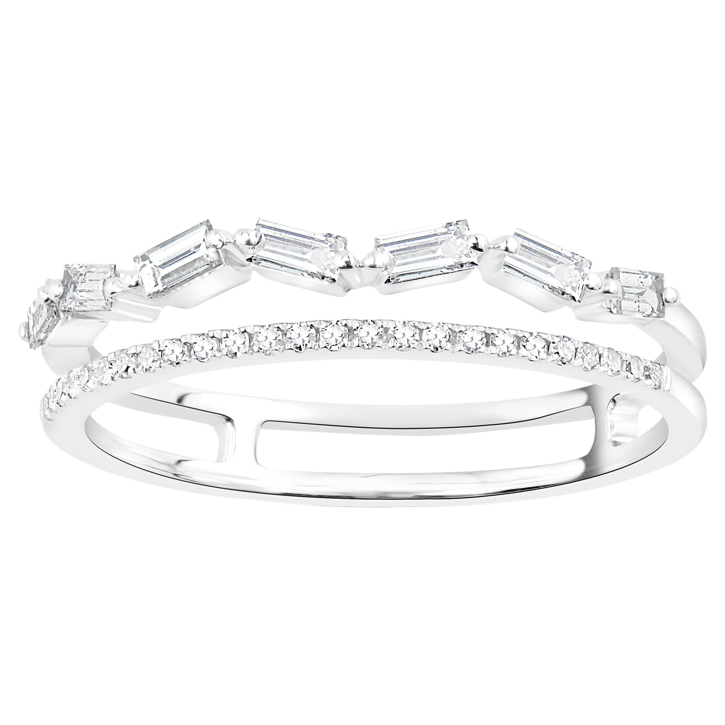 Luxle .25 Cttw Natural Diamond Split Shank Band Ring Size 8 in 14k White Gold
