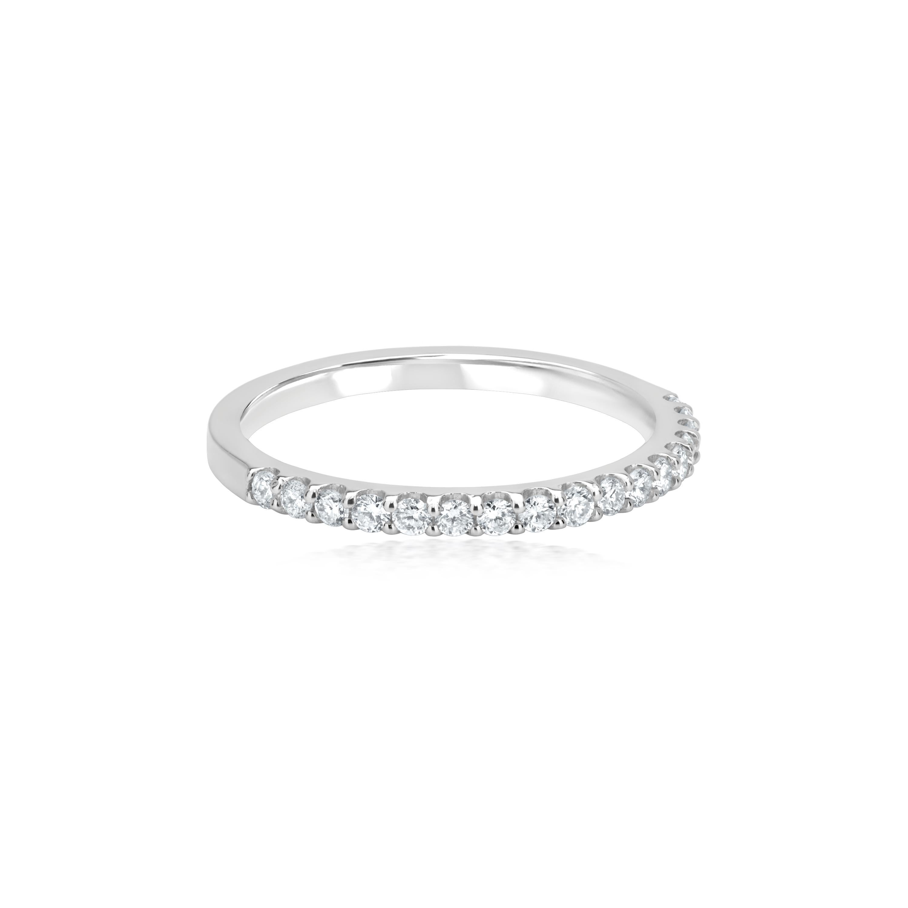 Contemporary Luxle Round Diamond Engagement Band Ring in 18k White Gold For Sale