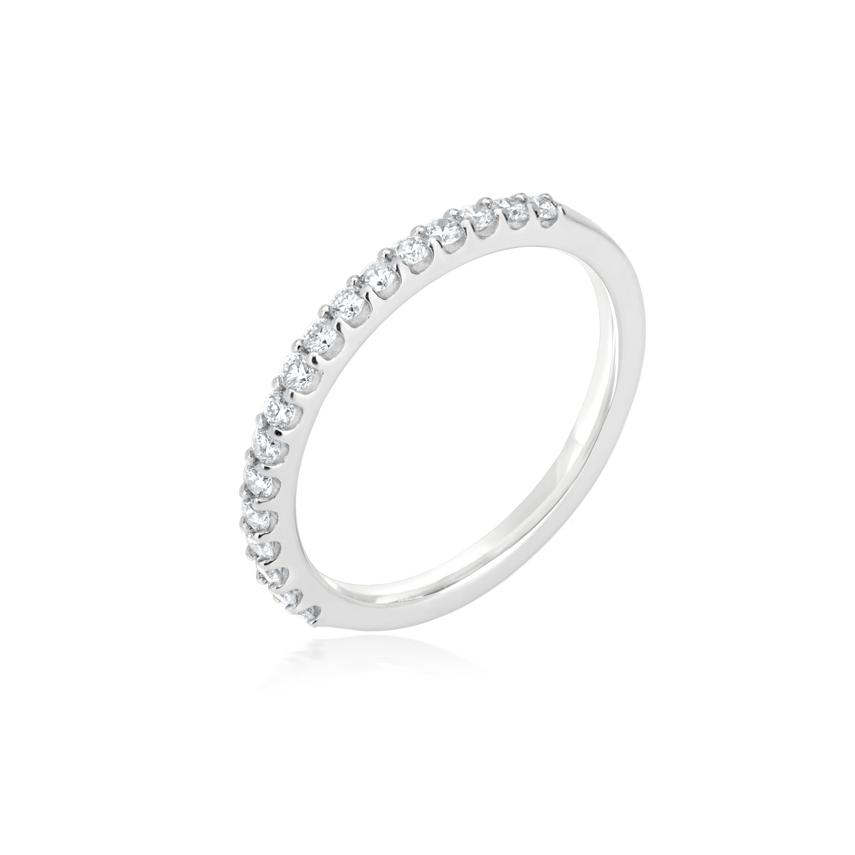 Round Cut Luxle Round Diamond Engagement Band Ring in 18k White Gold For Sale