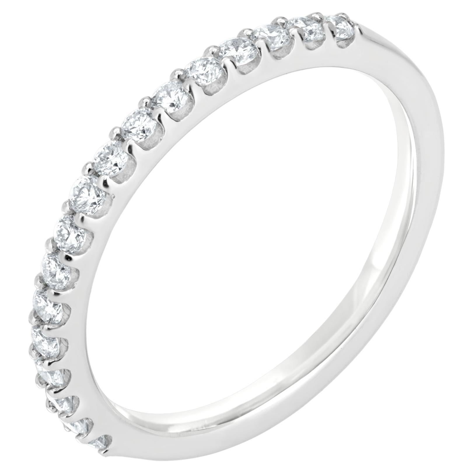 Luxle Round Diamond Engagement Band Ring in 18k White Gold For Sale