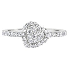 Luxle Round Diamond Heart-Shaped Cluster Ring in 18k White Gold
