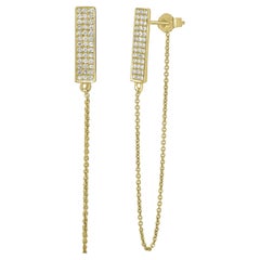 Luxle Round Diamond Threader Drop Earrings in 14k Yellow Gold