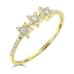 Luxle Round Diamond Three Star Ring in 14k Yellow Gold