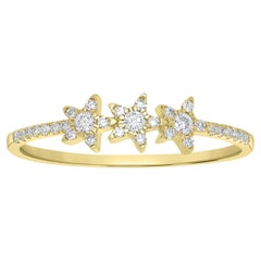Luxle Round Diamond Three Star Ring in 14k Yellow Gold