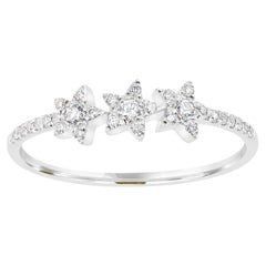Luxle 1/5th Cttw Natürlicher Diamant-Ring mit drei Sternen aus 18k Weißgold, Größe 7