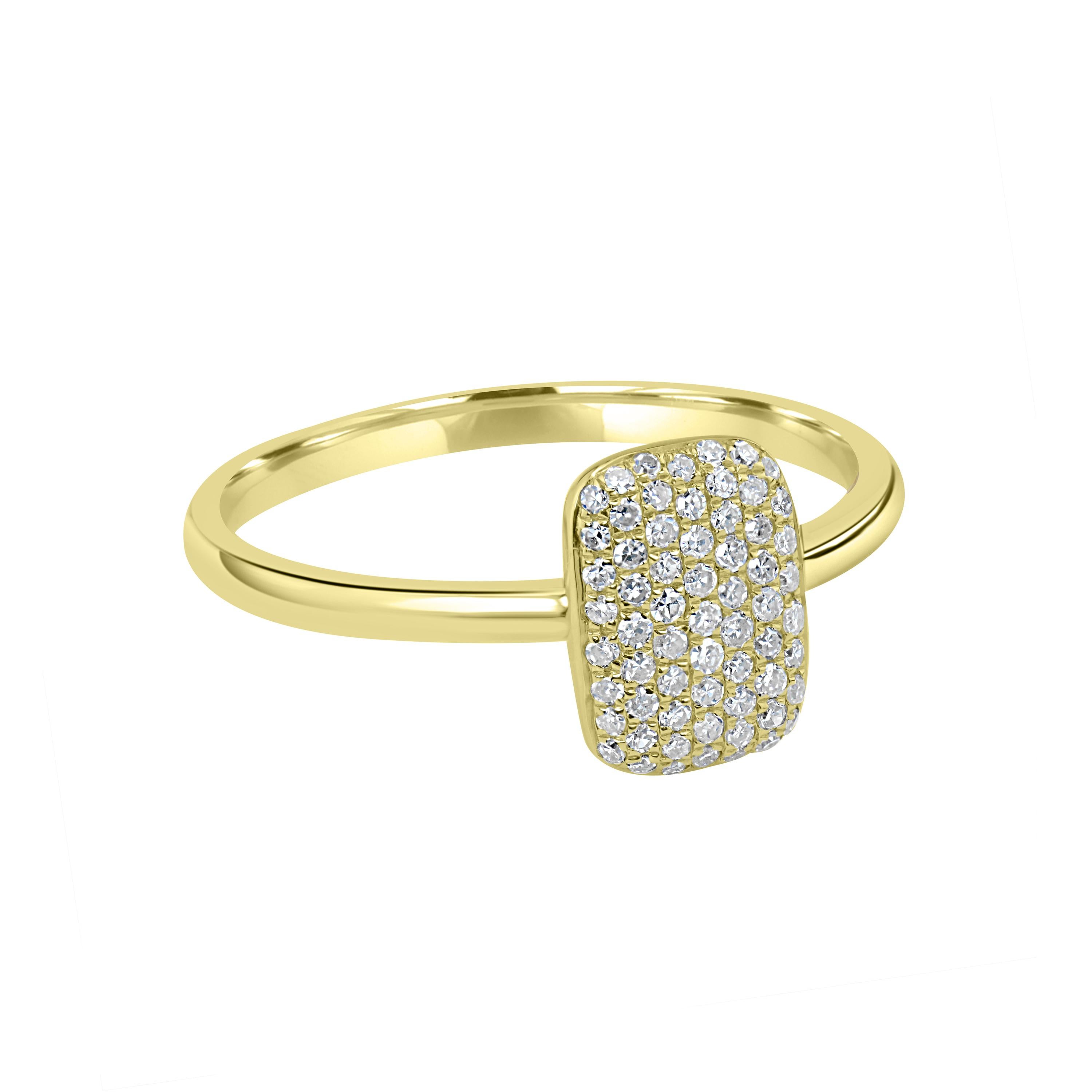 Round Cut Luxle Round Pave Diamond Frame Ring in 18k Yellow Gold For Sale